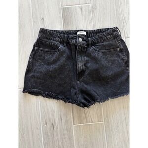 Forever 21 Acid Wash Denim Shorts Distressed Frayed Hem Black Size 31